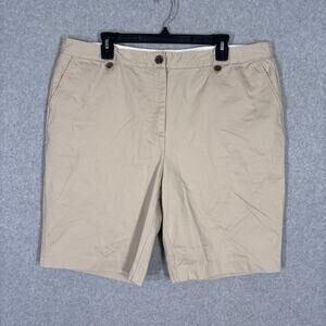Lands‎ End Bermuda Shorts Womens 18 Tan Chino Khaki Cotton Casual 10" Inseam